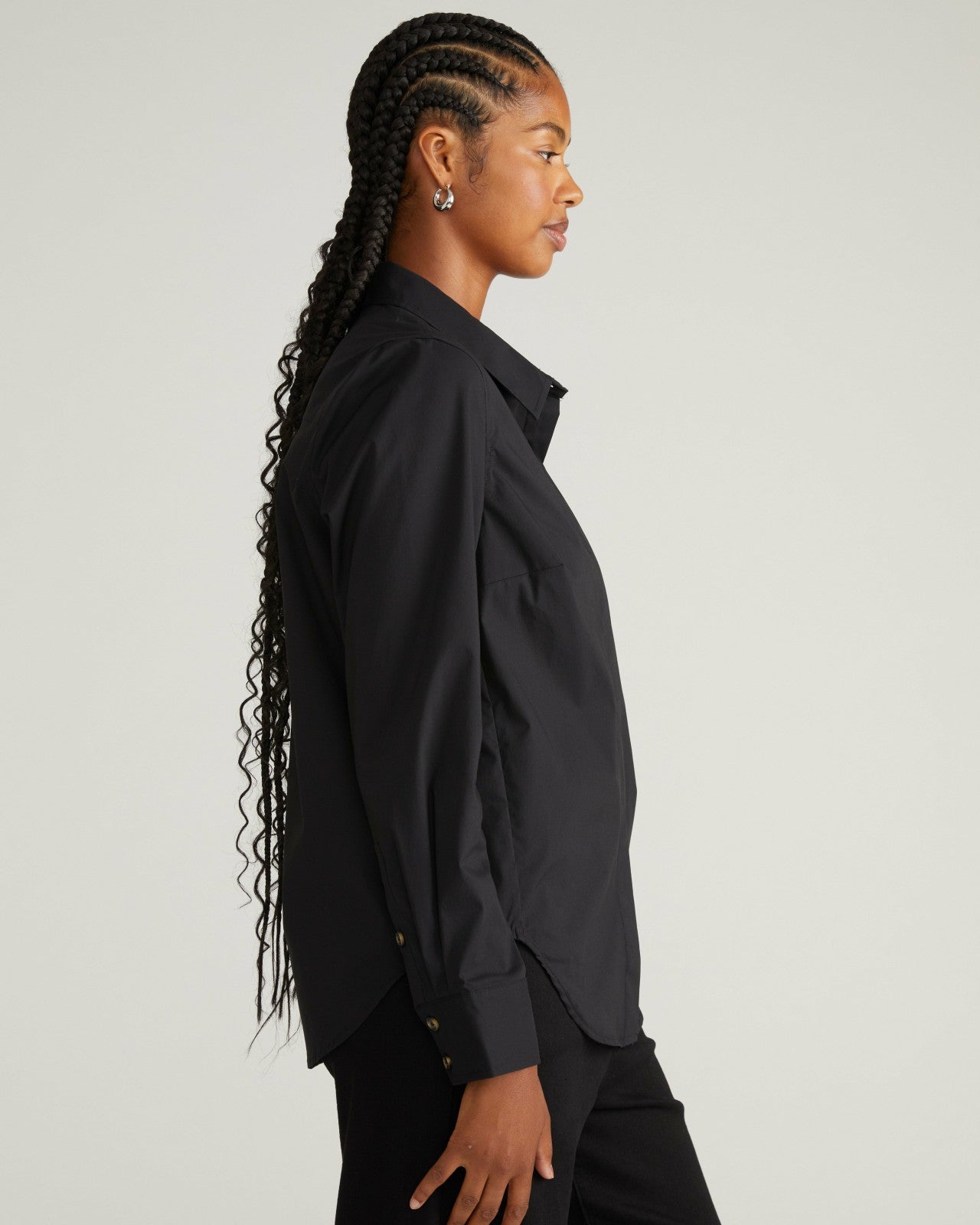 Universal Standard Elbe Stretch Poplin Shirt Classic Fit - Black