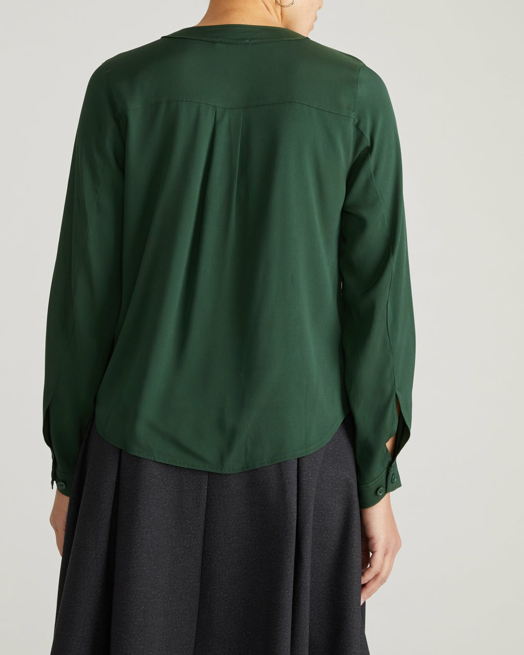 Universal Standard Cooling Stretch Cupro Button-Down Blouse - Forest Green