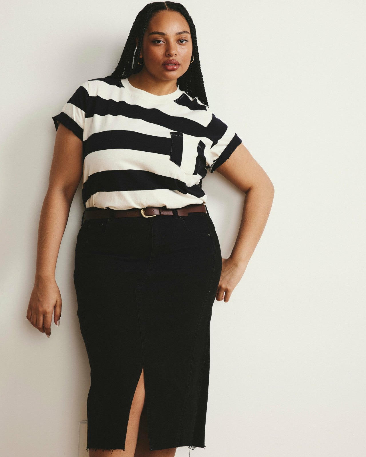 Universal Standard Breton Stripe Garcon Tee - Ecru/Black Rugby Stripe
