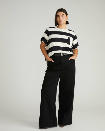 Universal Standard Breton Stripe Garcon Tee - Ecru/Black Rugby Stripe