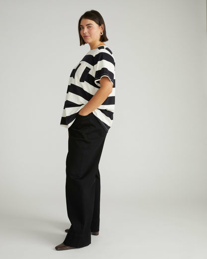 Universal Standard Breton Stripe Garcon Tee - Ecru/Black Rugby Stripe