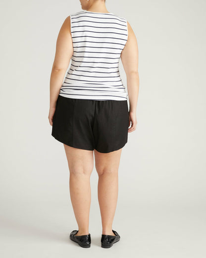 Universal Standard Daisy Ribbed Tank - Nautical Navy Stripe