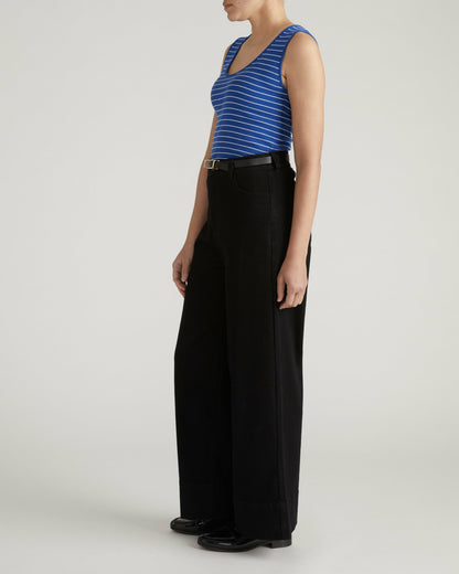 Universal Standard Daisy Ribbed Tank - Bright Blue/White Microstripe