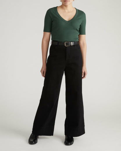 Universal Standard Classic V-Neck Ribbed Tee - Conifer