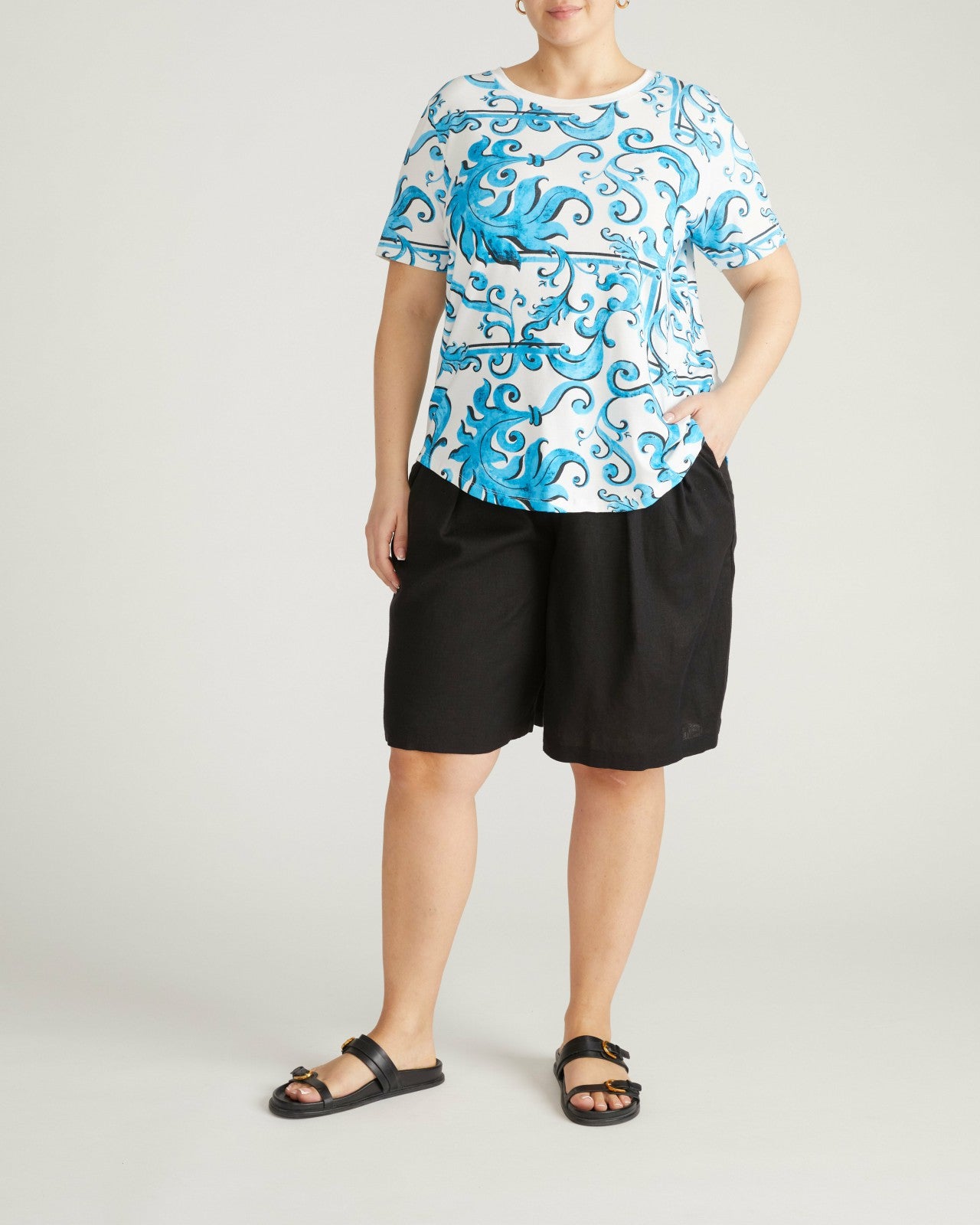 Universal Standard Tee Rex - Blue Majolica Print