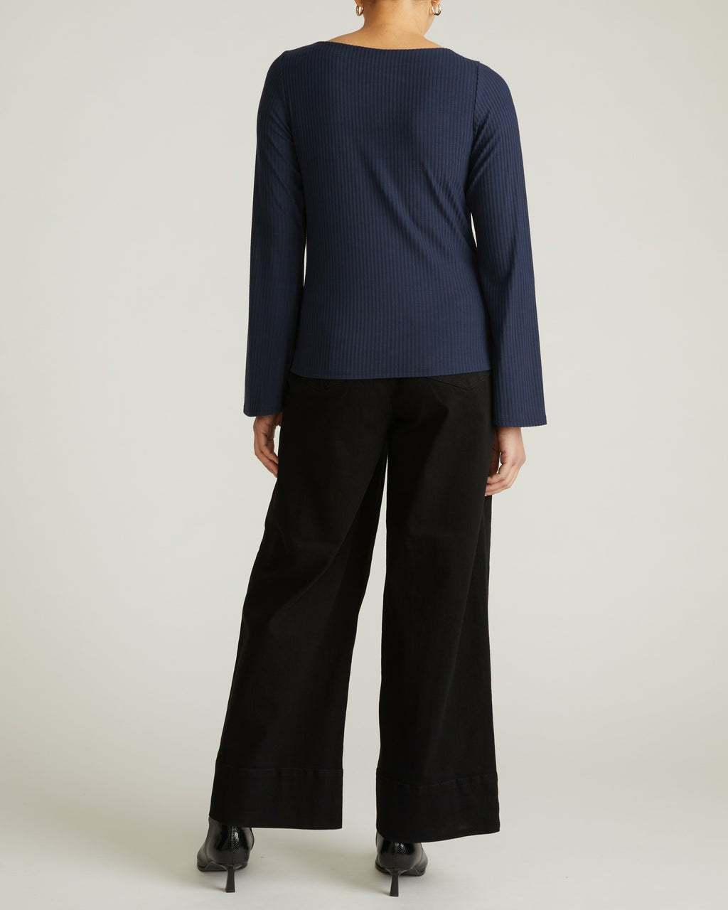 Universal Standard Yasmin Flare Sleeve Ribbed Top - Midnight