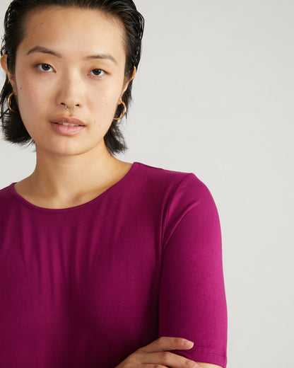 Universal Standard Lily Liquid Jersey Crew Neck Stovepipe Tee - Rothko Purple