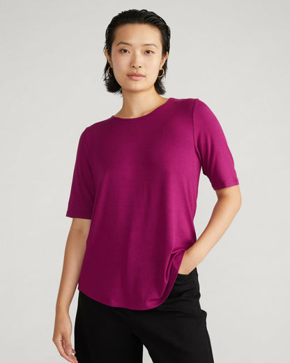 Universal Standard Lily Liquid Jersey Crew Neck Stovepipe Tee - Rothko Purple