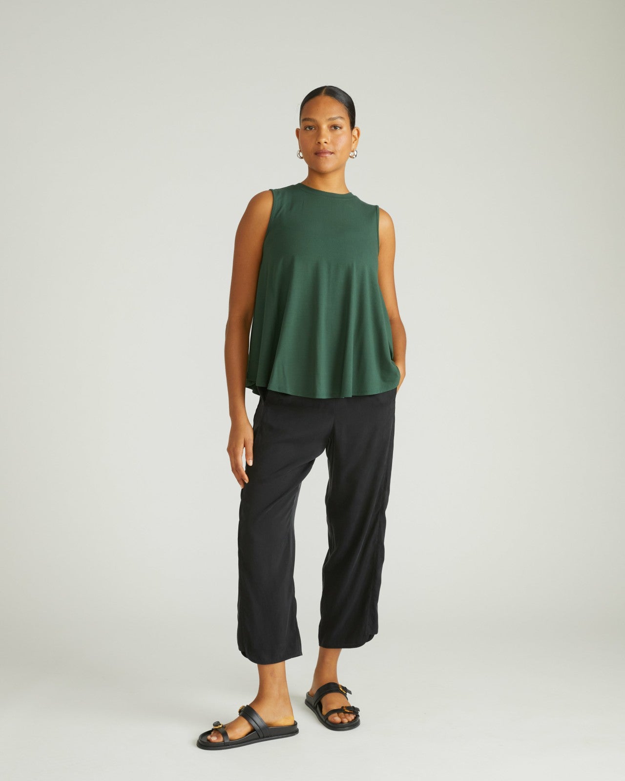 Universal Standard Heatwave Divine Jersey Flared Tank - Conifer