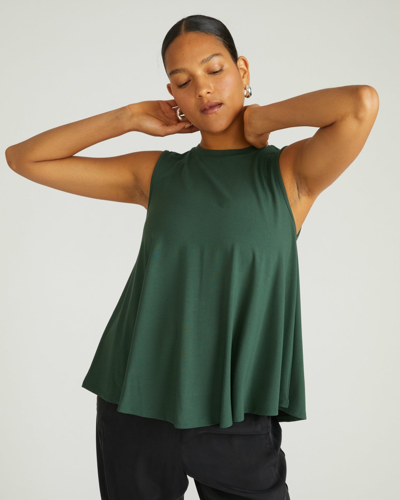 Universal Standard Heatwave Divine Jersey Flared Tank - Conifer