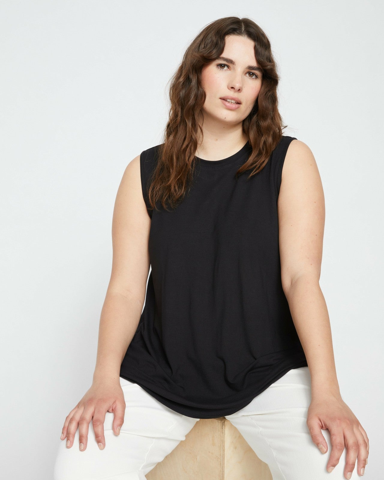 Universal Standard Heatwave Divine Jersey Flared Tank - Black