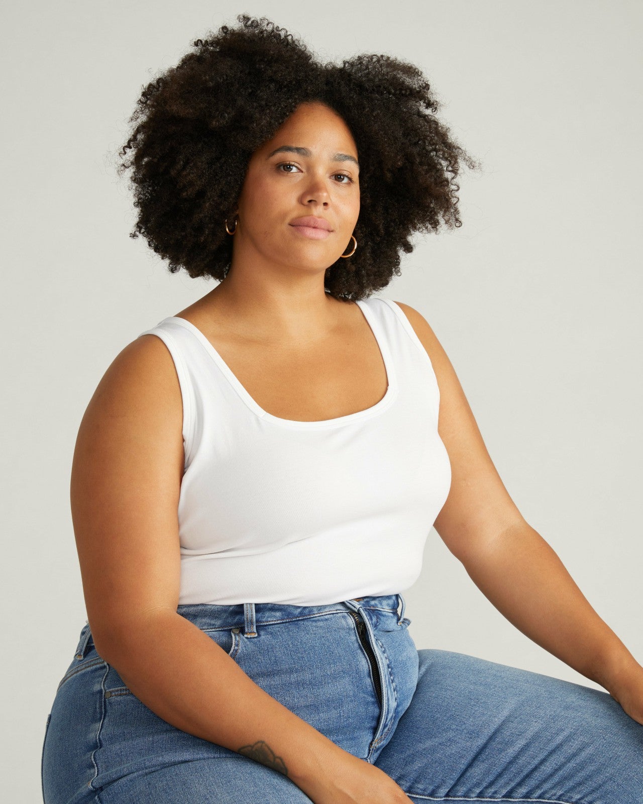 Universal Standard Square Neck Tank Top - White