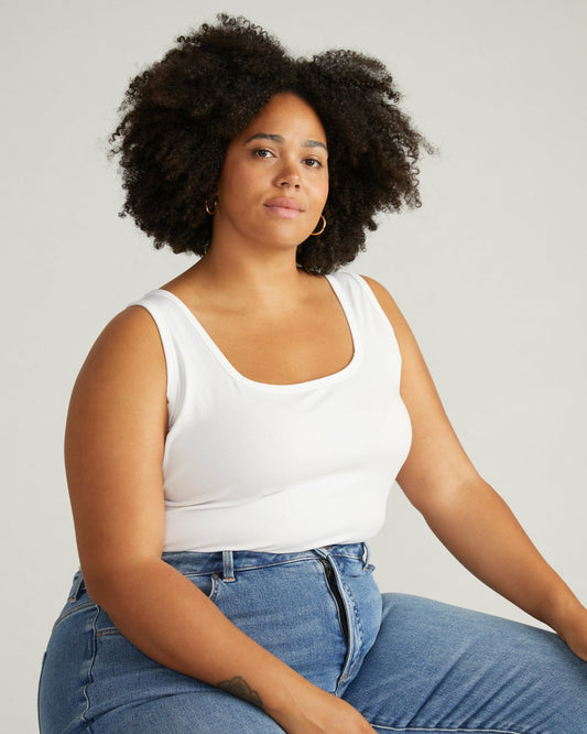 Universal Standard Square Neck Tank Top - White