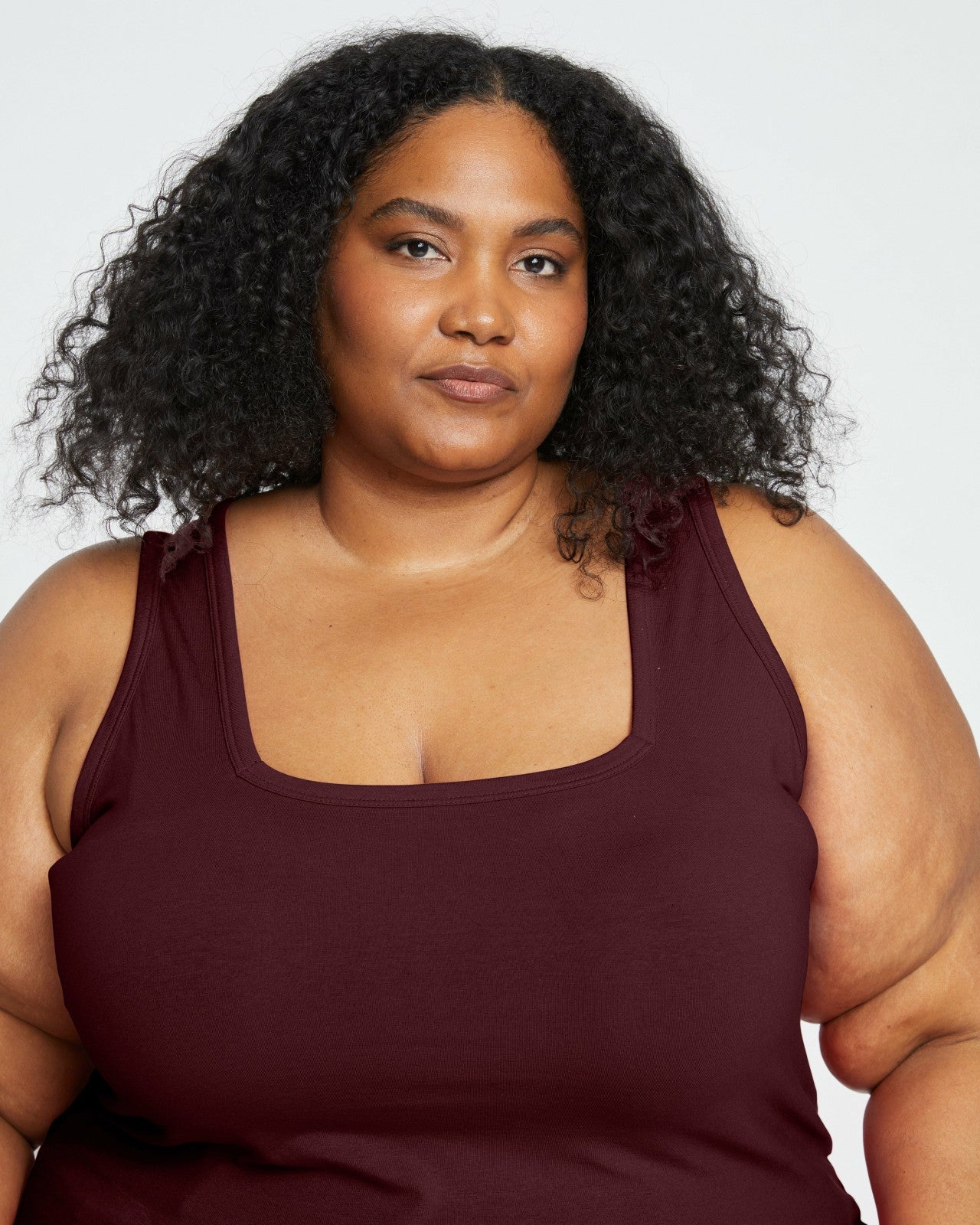 Universal Standard Square Neck Tank Top - Black Cherry
