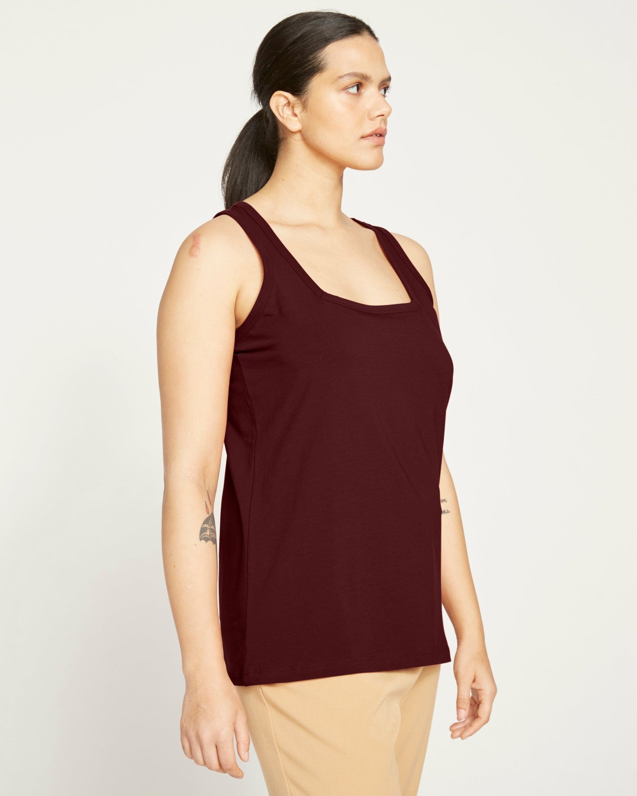 Universal Standard Square Neck Tank Top - Black Cherry