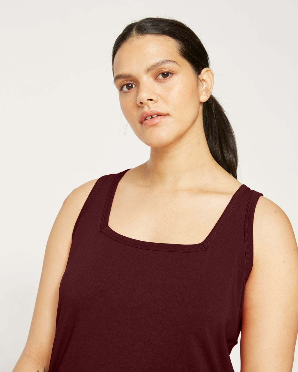 Universal Standard Square Neck Tank Top - Black Cherry