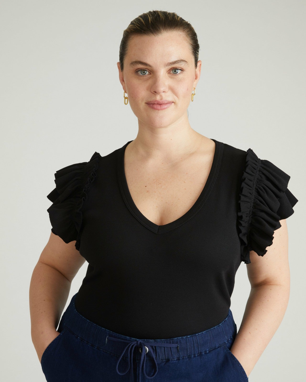 Universal Standard Magnolia Ribbed Top - Black