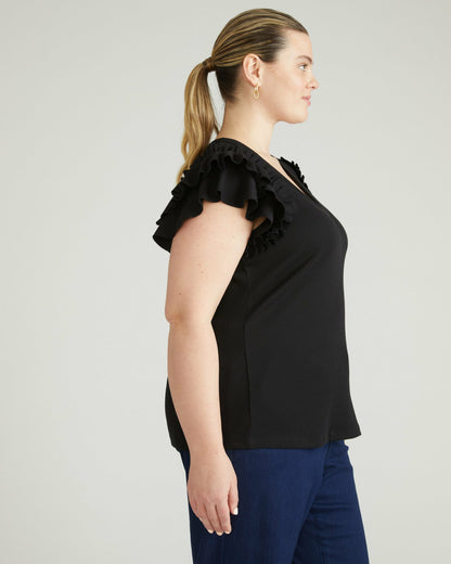 Universal Standard Magnolia Ribbed Top - Black