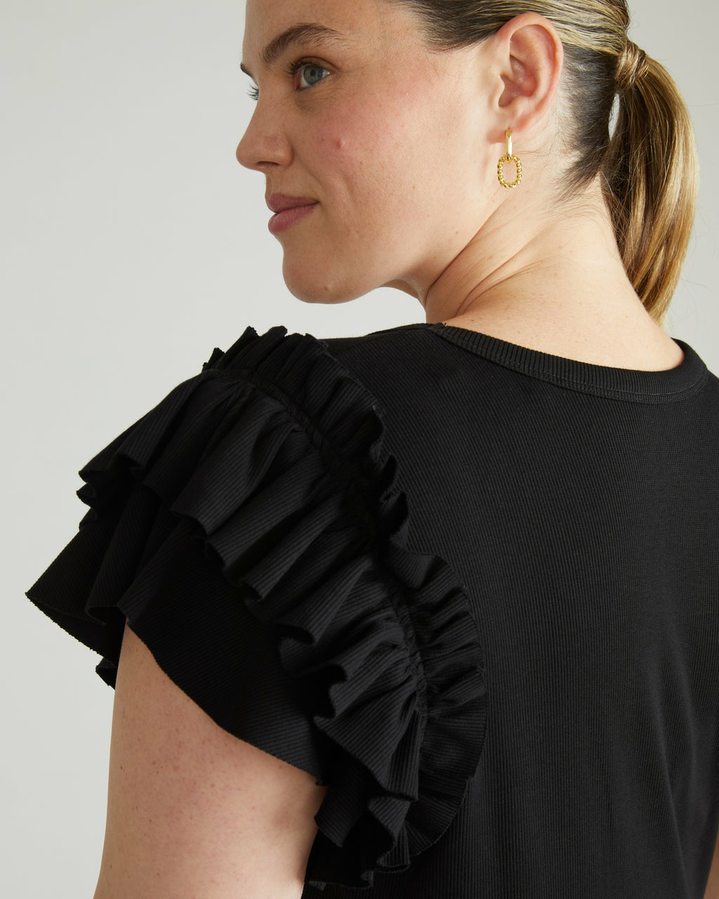 Universal Standard Magnolia Ribbed Top - Black