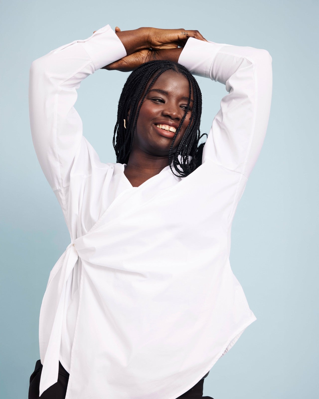 Universal Standard Beacon Stretch Poplin Wrap Shirt - White
