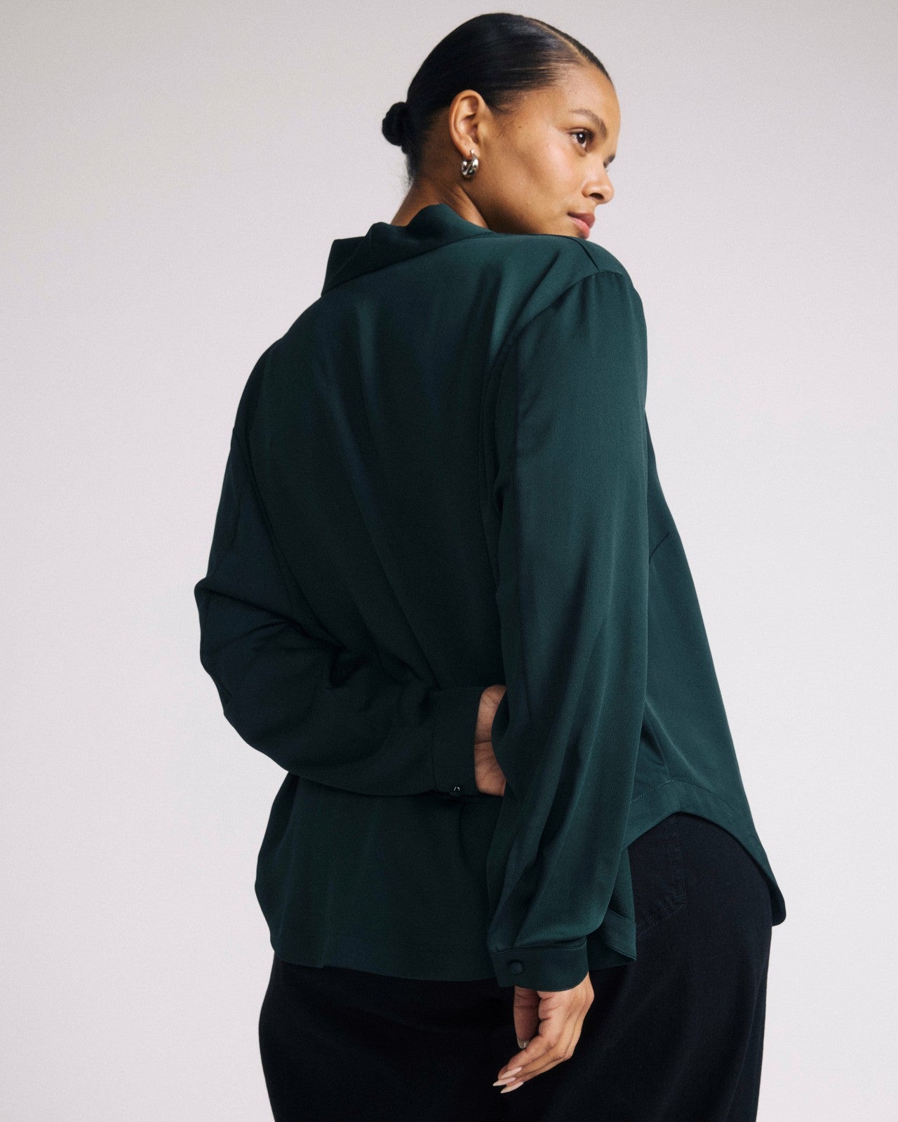 Universal Standard Cambria Soft Satin Blouse - Forest Green