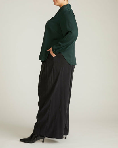 Universal Standard Cambria Soft Satin Blouse - Forest Green