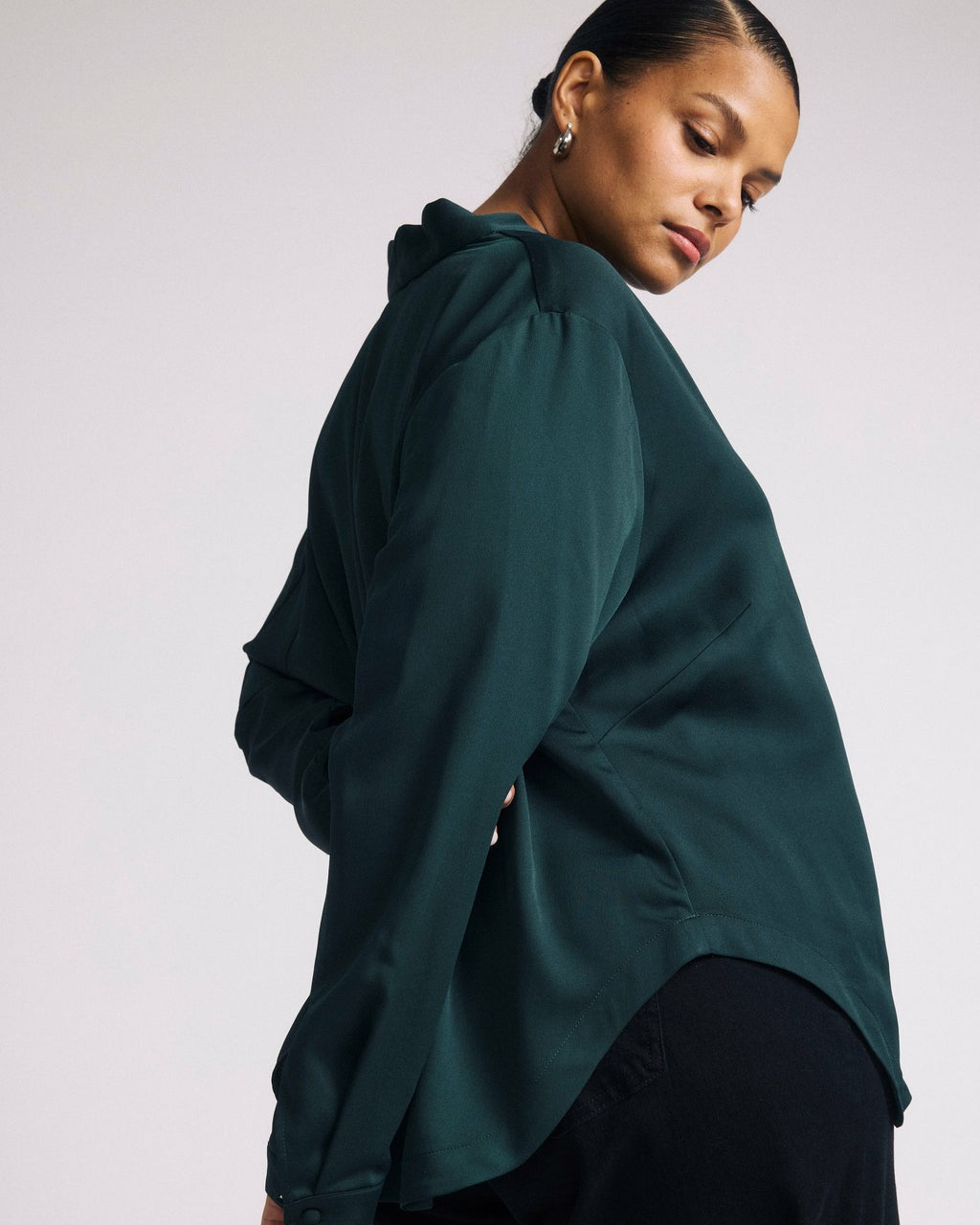 Universal Standard Cambria Soft Satin Blouse - Forest Green