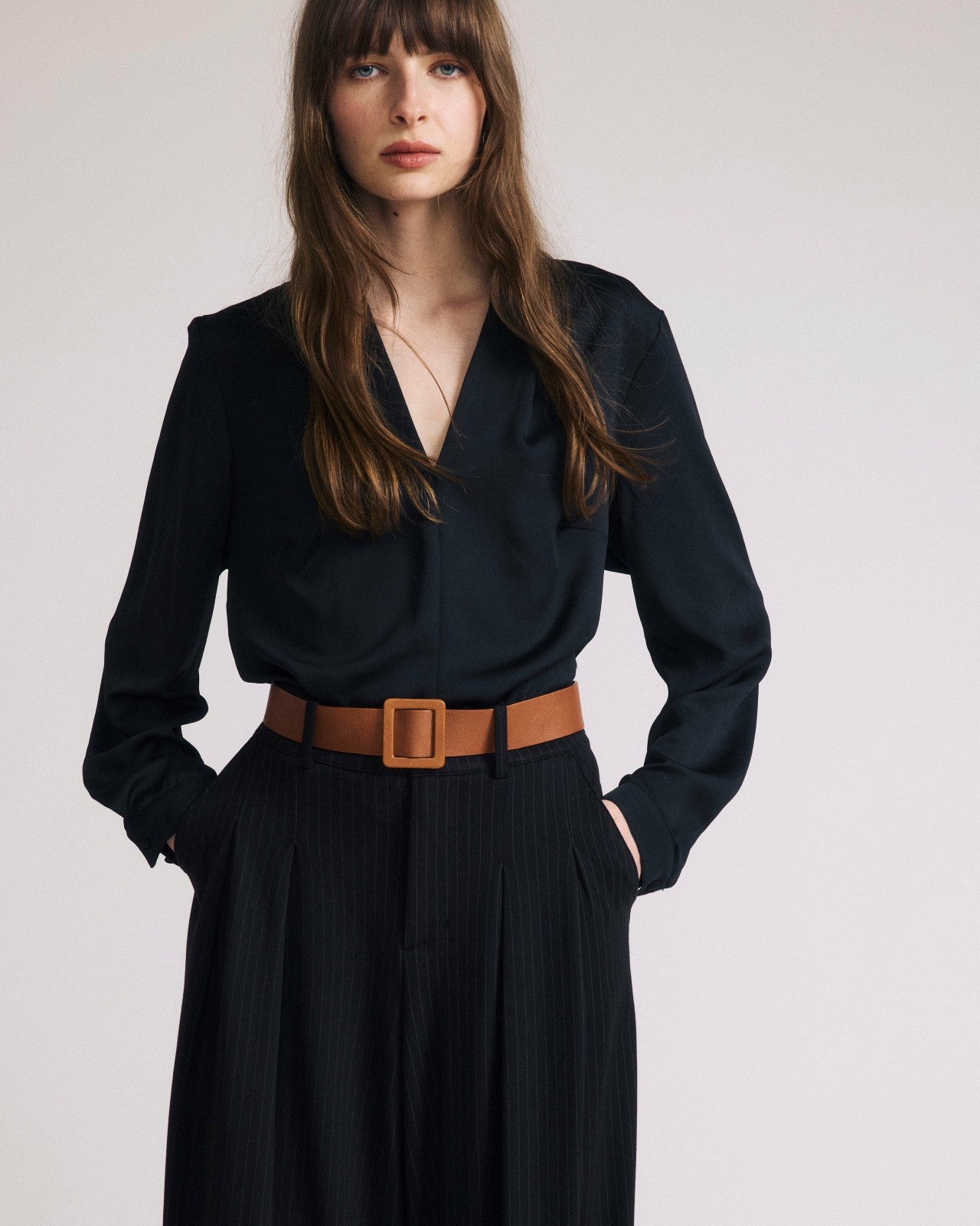Universal Standard Cambria Soft Satin Blouse - Black