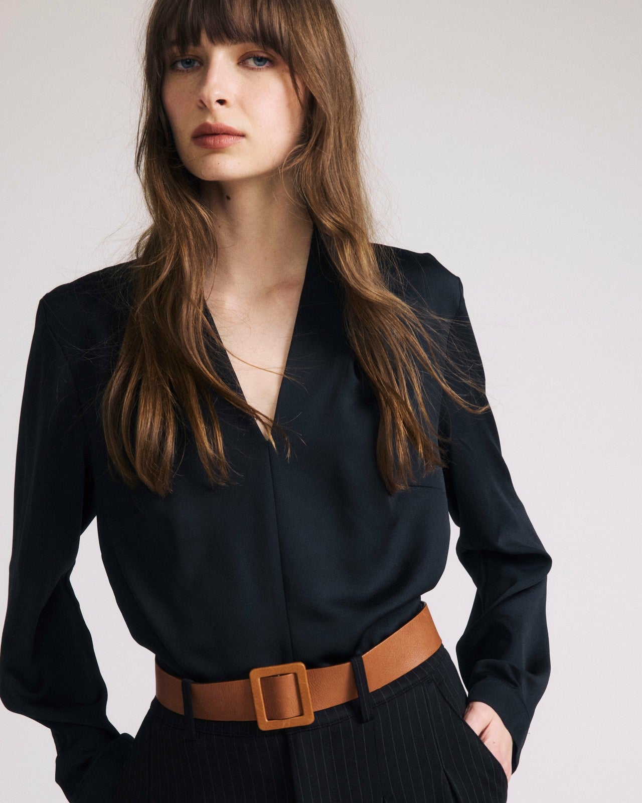 Universal Standard Cambria Soft Satin Blouse - Black