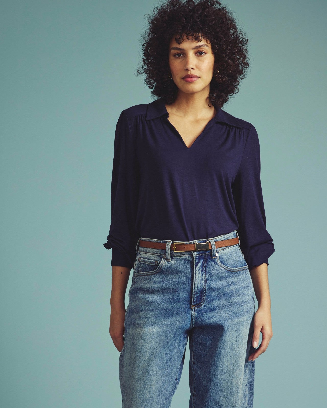 Universal Standard Moore Liquid Jersey Blouse - Midnight