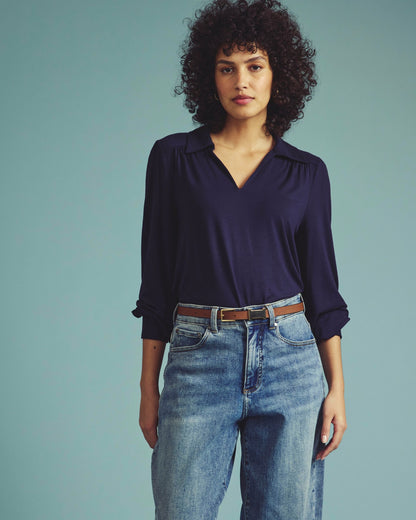 Universal Standard Moore Liquid Jersey Blouse - Midnight