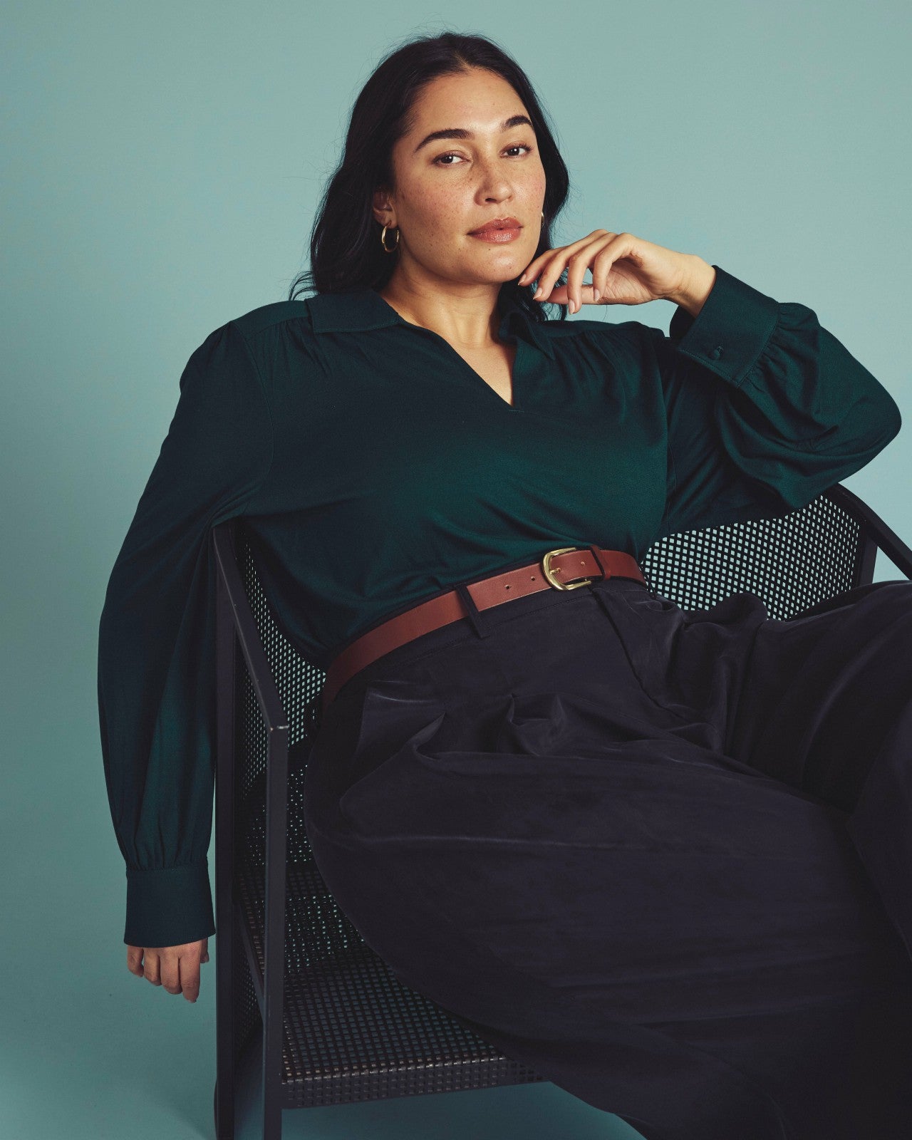 Universal Standard Moore Liquid Jersey Blouse - Forest Green