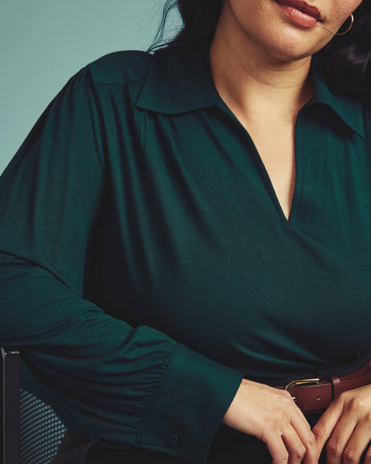 Universal Standard Moore Liquid Jersey Blouse - Forest Green