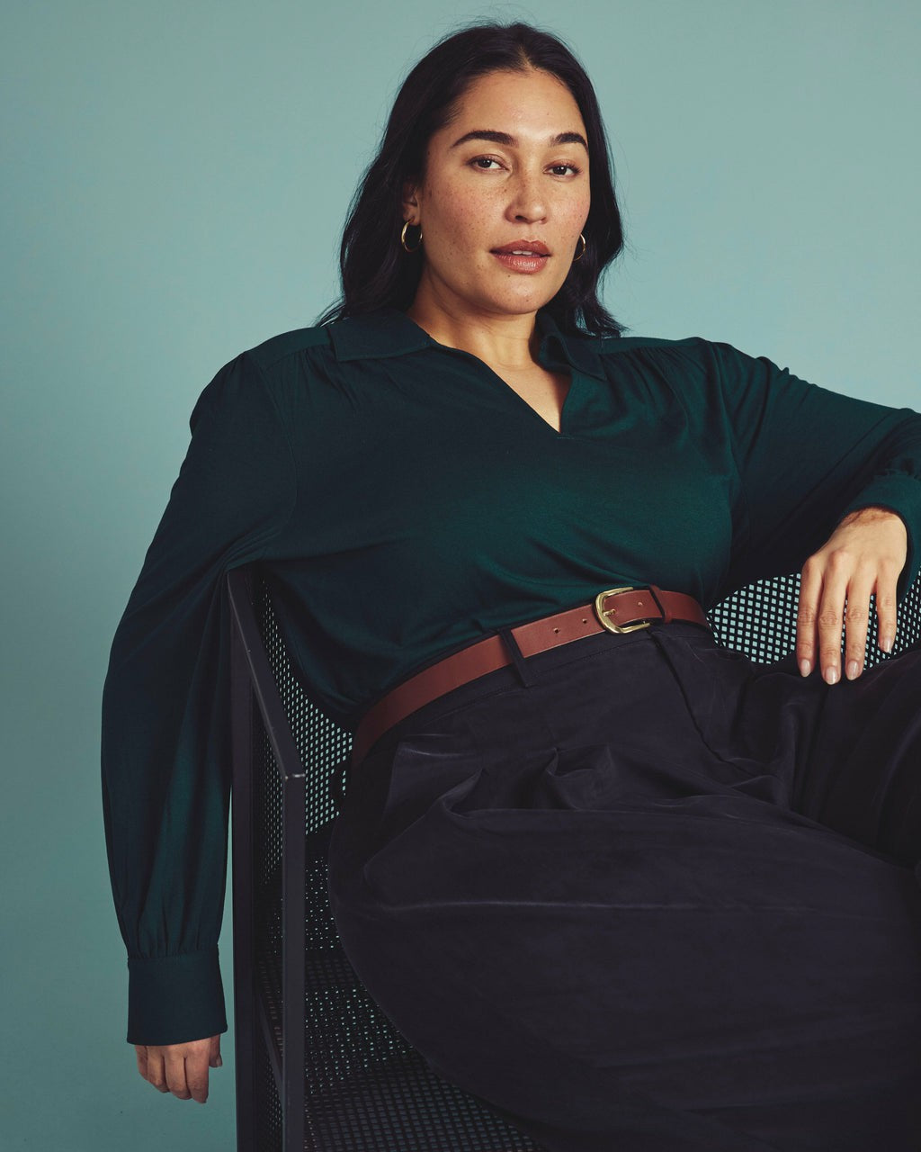 Universal Standard Moore Liquid Jersey Blouse - Forest Green