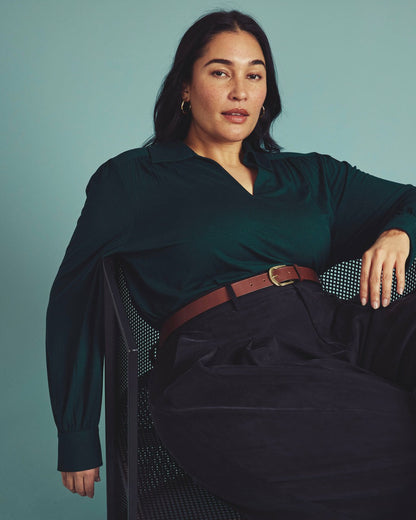 Universal Standard Moore Liquid Jersey Blouse - Forest Green