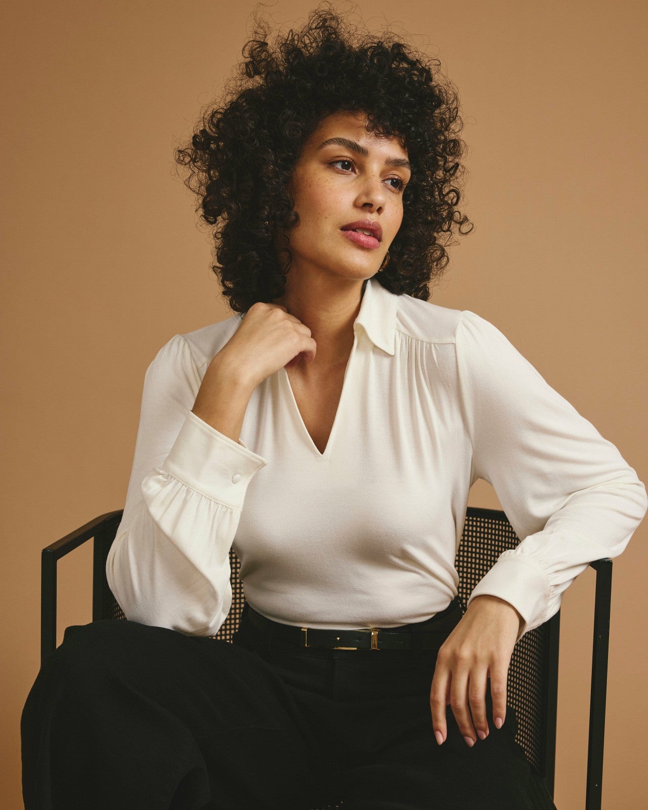 Universal Standard Moore Liquid Jersey Blouse - White