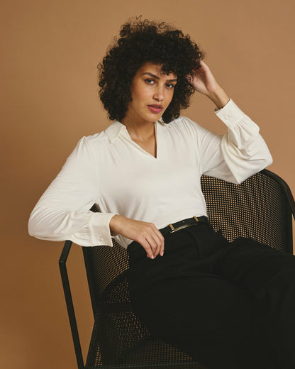 Universal Standard Moore Liquid Jersey Blouse - White