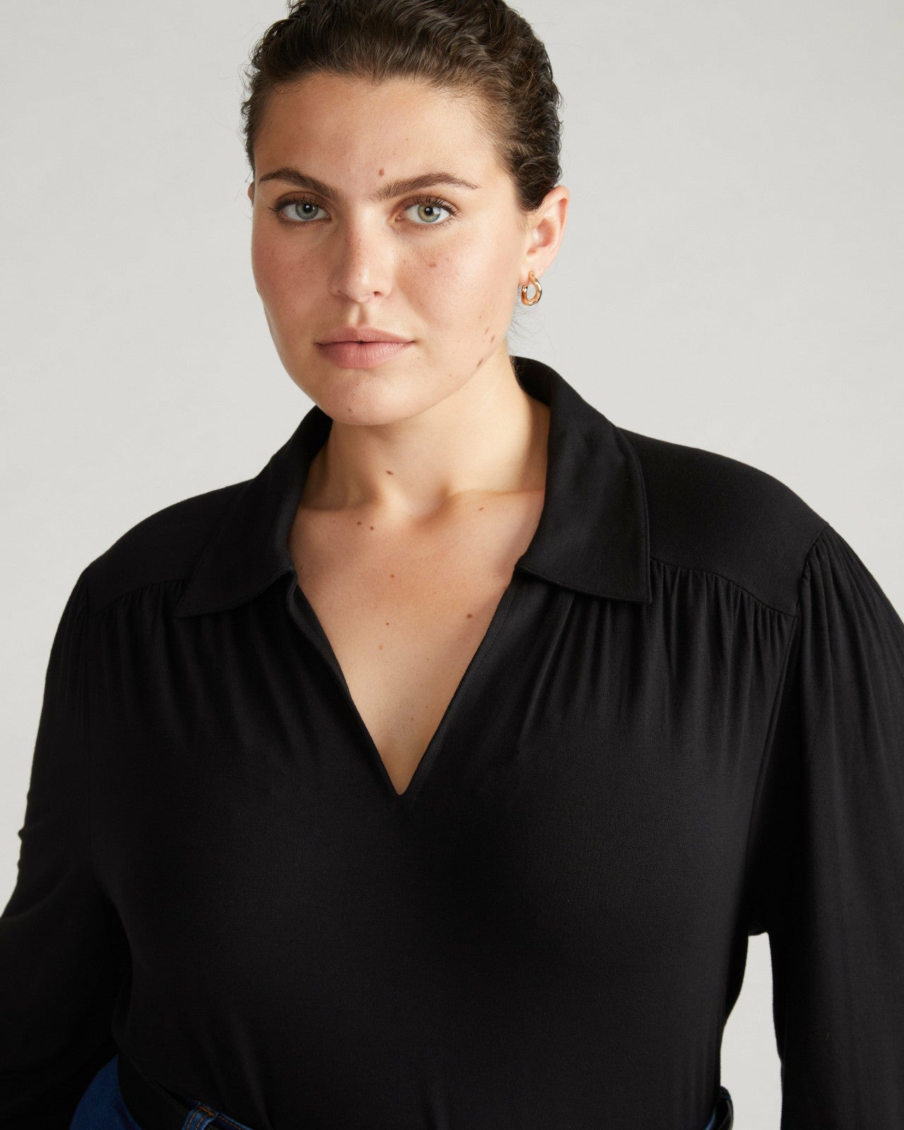 Universal Standard Moore Liquid Jersey Blouse - Black