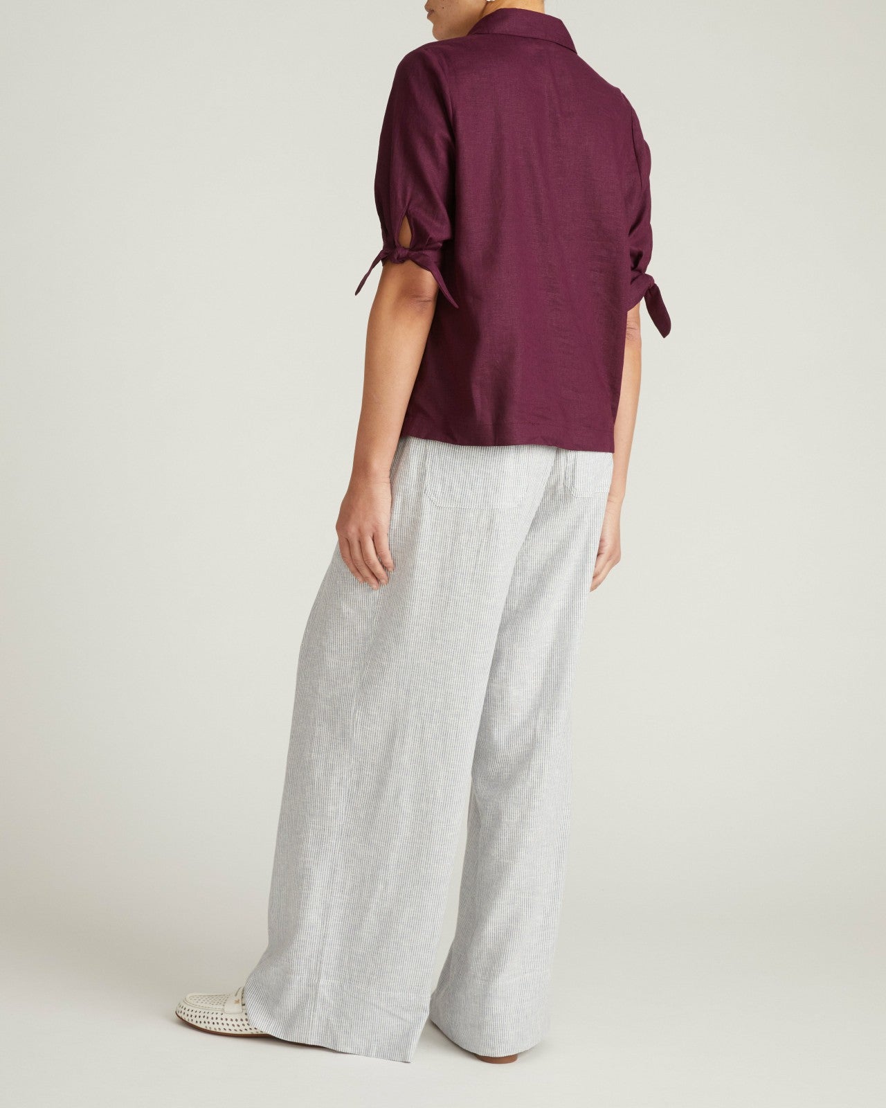Universal Standard Luisa Short Sleeve Linen Blend Shirt - Acai