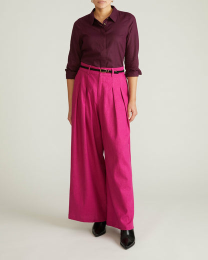 Universal Standard Elbe Stretch Linen Blend Shirt - Acai