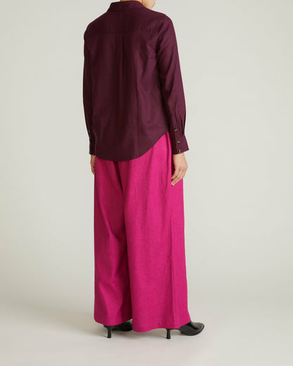 Universal Standard Elbe Stretch Linen Blend Shirt - Acai