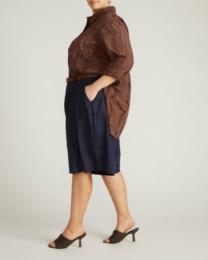 Universal Standard The Embroidered Artist Poplin Shirt - Peppercorn