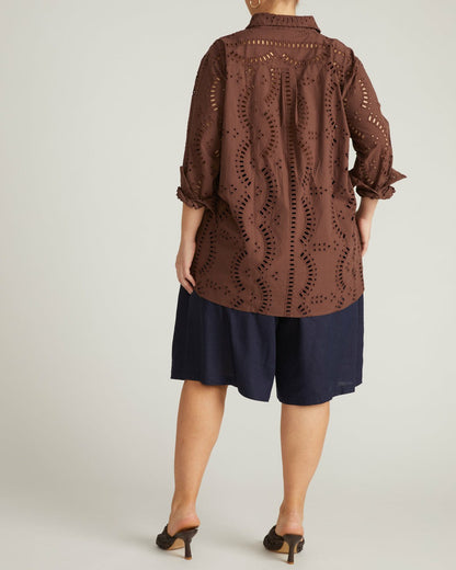 Universal Standard The Embroidered Artist Poplin Shirt - Peppercorn