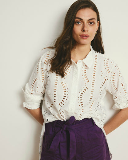 Universal Standard The Embroidered Artist Poplin Shirt - White