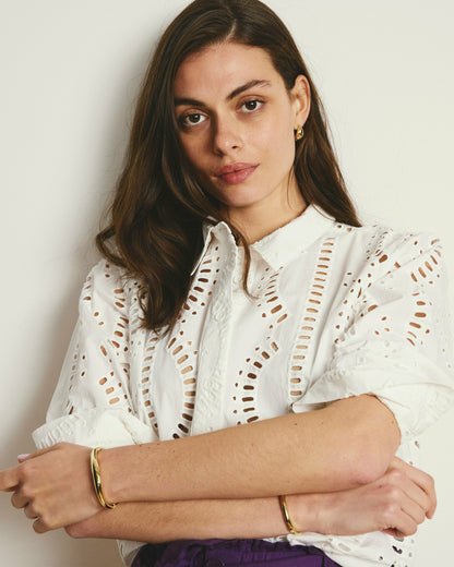 Universal Standard The Embroidered Artist Poplin Shirt - White