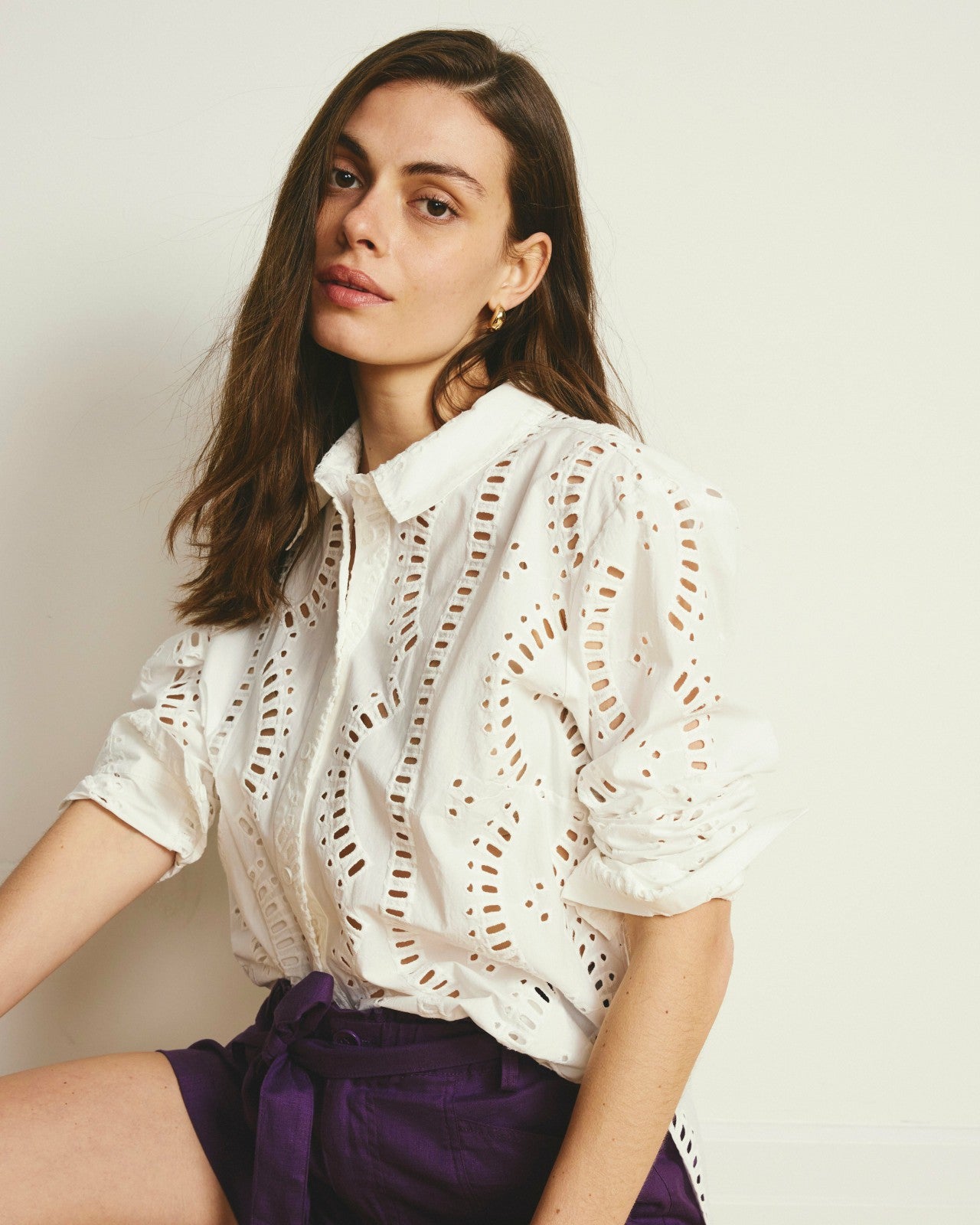 Universal Standard The Embroidered Artist Poplin Shirt - White