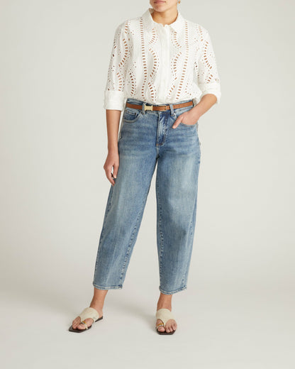 Universal Standard The Embroidered Artist Poplin Shirt - White