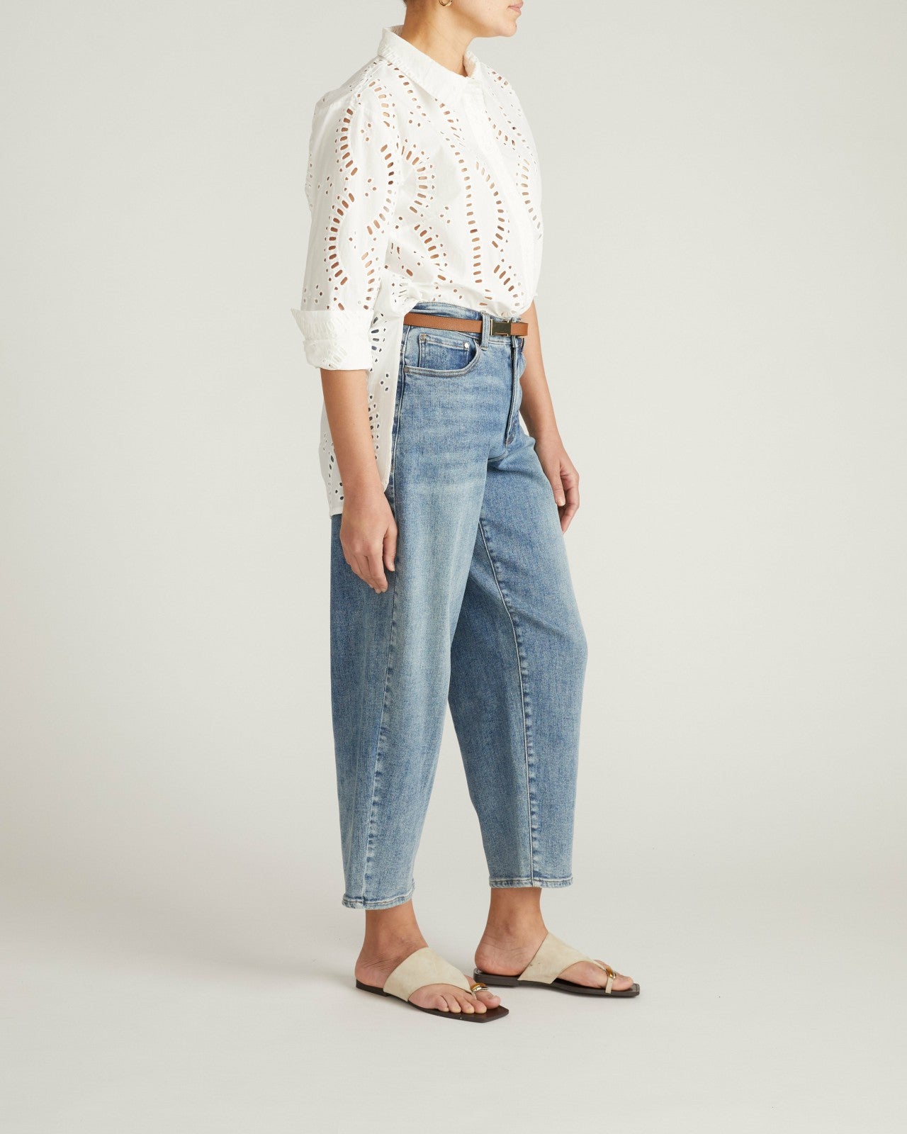 Universal Standard The Embroidered Artist Poplin Shirt - White