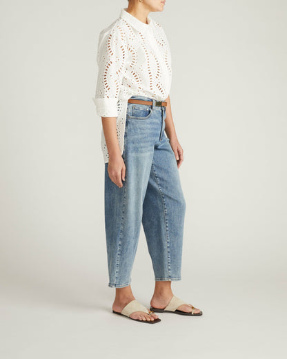 Universal Standard The Embroidered Artist Poplin Shirt - White