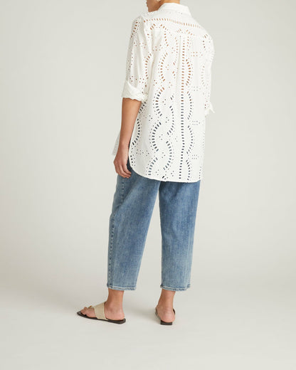 Universal Standard The Embroidered Artist Poplin Shirt - White